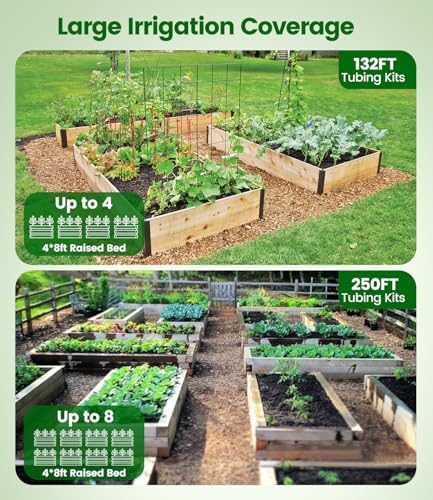 250FT Drip Irrigation Tubing Kit with 1/2 Irrigation tubing, 1/4 inch Dripline, and Irrigation Parts for Garden, Raised Beds, and Greenhouse Watering - Image 3