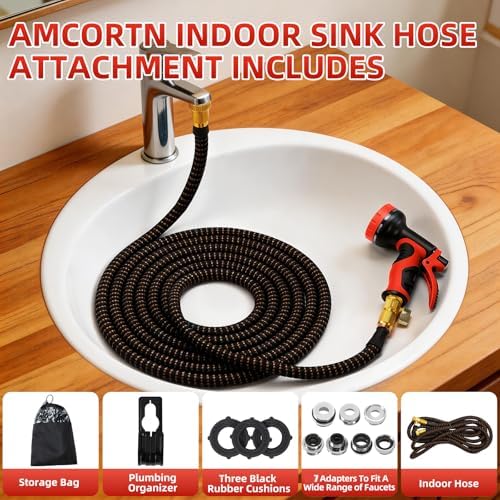 25FT Indoor Sink Hose Attachment for Faucet,7 Adapters for Watering - Image 5