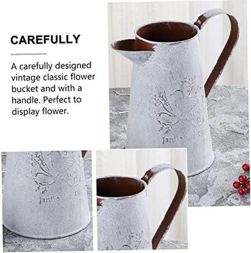 3pcs Vintage Iron Flower Bucket Decor with Handle - Image 3