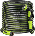 Garden Hose 100ft, Non-Expandable Heavy Duty Water Hose with 10 Function Sprayer, Flexible, Leakproof, Kink Resistant & Hybrid Hose for Yard, Outdoor, 600 PSI by HEYRSUN