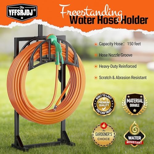 2 Pack Garden Hose Holder, Water Hose Stand for Outside with 4 Stake and 2 Shepherds Hooks, Freestanding Hose Storage Holds 150Ft, Heavy-Duty Metal Hose Hanger Rack for Yard, Lawn, Farm - Image 3