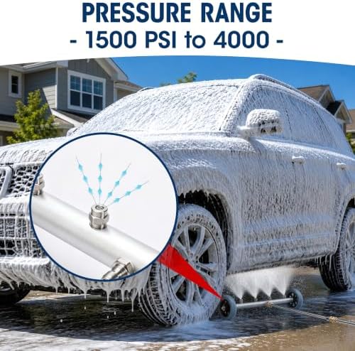 16 Inch Undercarriage Pressure Washer Attachment, Pressure Washer Undercarriage Cleaner, Under Car Washer Attachment with 3 Extension Wand, 4000 PSI - Image 2