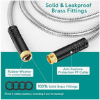 25-75ft Stainless Steel Garden Hose, Compatible For Metal Plumbing Truck Hose Airbrush Hose Gardening Fittings(Color: 50FT) - Image 4