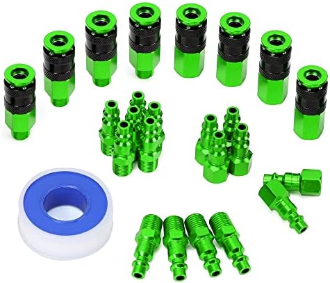 Aluminum Air Fittings, 1/4" NPT, 25 Pieces, Green by FYPower