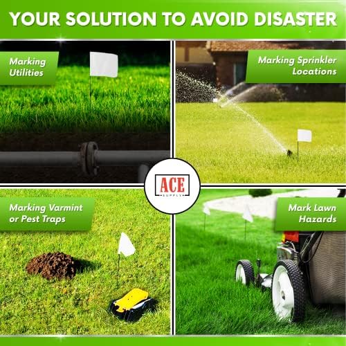 White Marking Flags 1000 Pack - 4x5x15 Inch White Flags for Yard - Markers For Lawn, Irrigation, Landscaping, Survey & Sprinkler Head Marking - Image 4