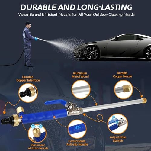 2026 New Jet Nozzle Power Washer For Garden Hose, Heavy-Duty Jet Hose Nozzle High Pressure, Turn Any Hose Into a Power Washer for Gutter Patio Car Pet Window Glass (Green, With extension tube) - Image 3