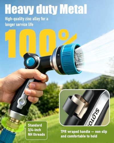 2 Pack Garden Hose Nozzle, Heavy Duty Metal Sprayer with Adjustable Spray Patterns, Easy Water Flow Control & Leak Proof Design - Image 2