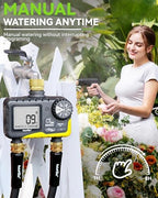 RAINPOINT 2 Zone Sprinkler Timer with Brass Inlet and Outlet - Water Timer for Garden Hose with Rain Delay/Manual Watering/Automatic Irrigation Controller for Yard(Yellow) - Image 5