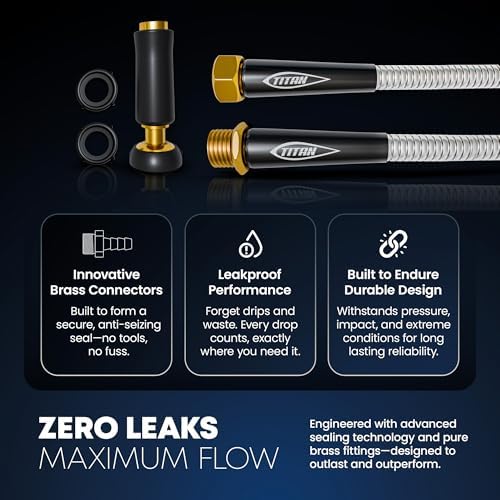 TITAN Garden Hose 50FT - 304 Stainless Steel Metal Water Hose, Flexible, Kink-Free, Lightweight, Durable, Crush Resistant Fittings, Easy to Coil, 500 PSI - Image 5