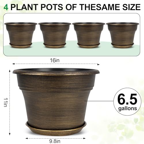 Fodetyff Planters-Plant-Pots-Indoor-Outdoor, 16 inch 4 Pack Gold - Image 4
