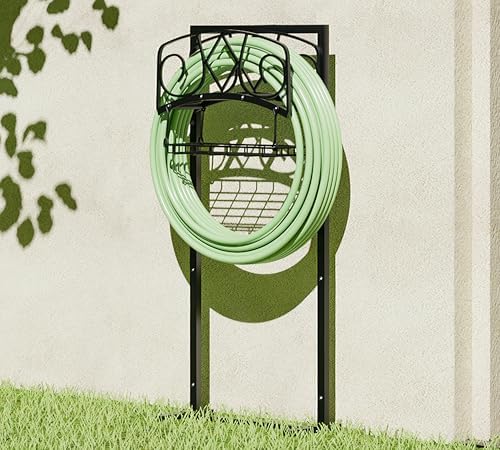 Freestanding Garden Hose Organizer with Black Powder-Coated Finish - Heavy-Duty Detachable Hose Stand Holds 150FT Hose, Includes Storage Basket & Assembly Tools for Outdoor Use - Image 2