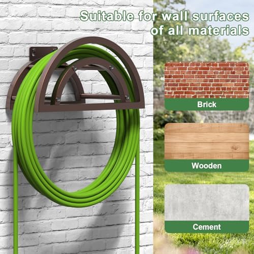2 Pack Garden Hose Holder, Outdoor Hose Holder Wall Mounted Holds 125-ft Hose, Heavy Duty Metal Hose Hanger, Sturdy Detachable Hose Reel Storage Organizer, Hose Rack for Outside Garden Lawn, Bronze - Image 5