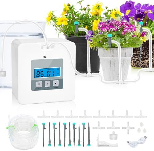Automatic Plant Watering System for Small Indoor Plants, Programmable Drip Irrigation Kit for Up to 10 Pots, Self Watering System for Home & Balcony (Indoor Use Only) by RUNWUSHENG