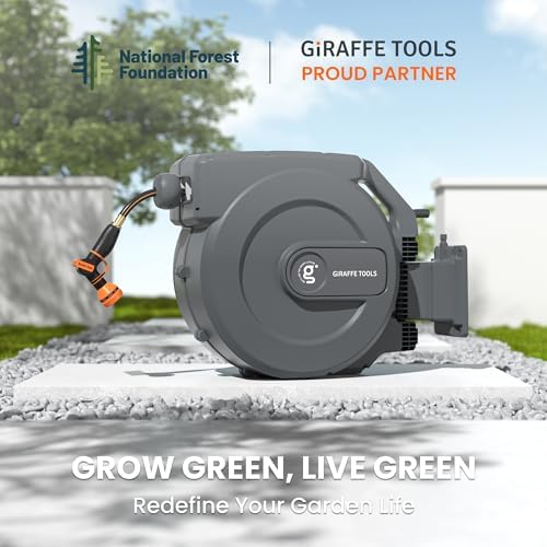 Giraffe Tools AW50 Retractable Garden Hose Reel Cover UV Resistant, Anti-Fading and Waterproof and Retractable Garden Hose Reel 1/2 Inch x 155+5 ft, Heavy Duty, Any Length Lock, Slow Return System - Image 4