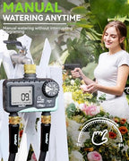 RAINPOINT 2 Zone Sprinkler Timer with Brass Inlet and Outlet - Water Timer for Garden Hose with Rain Delay/Manual Watering/Automatic Irrigation Controller System for Yard Lawn Garden(Blue) - Image 5