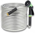 Jojoka Heavy Duty Stainless Steel Garden Hose 25FT, Flexible Kink-Free Metal Water Hose with 10-Function Spray Nozzle and Solid Brass 3/4'' Connectors, Leak-Proof US Standard for Garden, Lawn by Jojoka