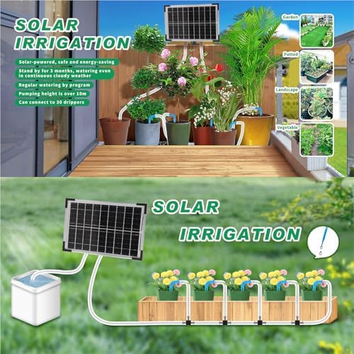 Dioche Solar Powered Drip Irrigation Kit - SelfWatering System with 2200mAh Battery for 30 Pots - 7 Timer Modes, IP65, Ideal for Greenhouses & Outdoor Plants - Image 4