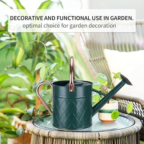 1.75 Gallon Outdoor Metal Watering Can for Garden Plants, Vintage Zinc Watering Can with Removable Spray Spout, Ideal for Outdoor Use (Green) - Image 5