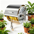 Stainless Steel Wall Mount Hose Reel, Portable Storage Rack for Up to 164ft 1/2 Inch Garden Hose, Ideal for Watering Lawns, Gardens, and Backyards by Unknown