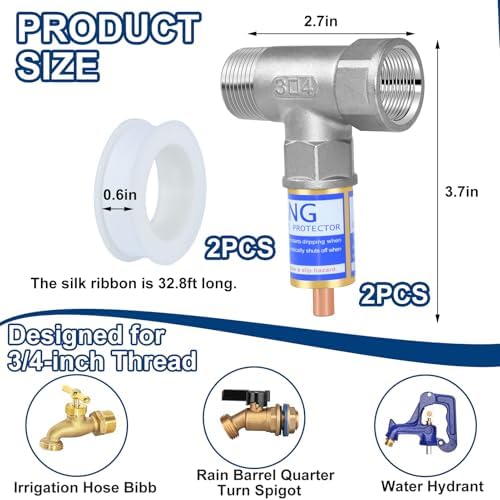 2Set T-Type Outdoor Faucet Freeze Protection Heavy Duty Garden Faucet Freeze Prevention Valve Anti Freeze Winter Faucets Protector Faucet Cover Replacement with Tape Fit 3/4" Thread for Farm Courtyard - Image 2