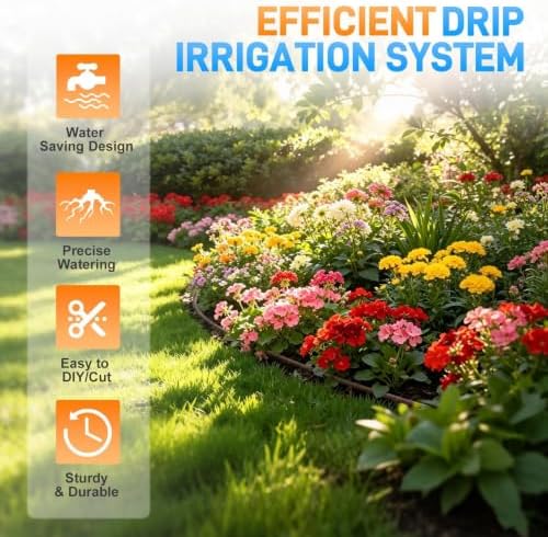 492FT 1/4" Drip Irrigation Tubing with 6" Emitter Spacing, Hydroponics Dripline Hose with Built-in 0.5 GPH Dripper Drip Irrigation Systems for Gardens Greenhouse Bed Flower Watering, Brown - Image 5