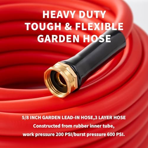 Garden Hose 200ft x 5/8” Hot/Cold Water Hose, -50°F to 190°F, Red - Image 3