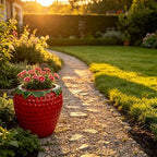 15' Strawberry Shaped Planter Pot, 15 Inch Decorative Flower Pot, Red - Image 2