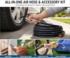 19 Pieces Air Compressor Accessories Kit, 3/8 Inch x 25FT Hybrid Air Compressor Hose Kit with 1/4 in NPT Quick Connect Air Fittings, Air Tool & Air Compressor Accessories Kit, Bend Restrictors,300 PSI - Image 6