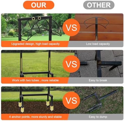 VyGrow Garden Hose Holder, Freestanding Heavy Duty Water Hose Holder for Outside, Upgraded Metal Hose Stand with 4 Spikes, Detachable Garden Hose Storage Hose Reel Rack, Black - Image 3