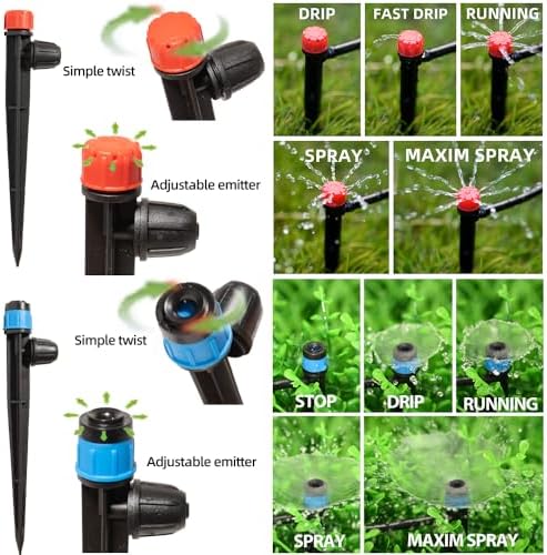 233FT Drip Irrigation System for Garden Kit with 1/2 Inch and 1/4 Inch Tubing Automatic Irrigation Equipment Locked Fittings Micro Drip 360 Degree Fan Sprayer Watering Kit for Greenhouse - Image 5