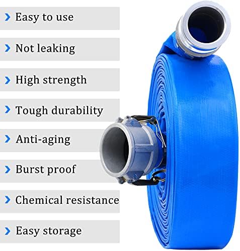 1 inch x 50ft PVC Lay Flat Discharge Hose With Aluminum Camlock C & E - Image 6