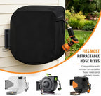 Garden Hose Reel Cover for Giraffe Tools AW40, Wall Mounted Hose Reel Protective Cover, Oxford Fabric Outdoor with Adjustable Drawstring,A Black - Image 5