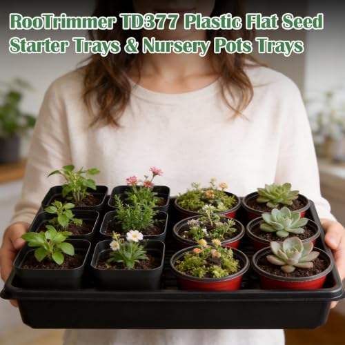 RooTrimmer 10 Pack Seed Starter Trays - Heavy Duty Plastic Flats, Fits 54 Cell Plug Tray, Seedling Tray for Carrying and Holding Plant Nursery Pot,Seed Germination & Plant Propagation (TD377) - Image 6