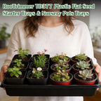RooTrimmer 10 Pack Seed Starter Trays - Heavy Duty Plastic Flats, Fits 54 Cell Plug Tray, Seedling Tray for Carrying and Holding Plant Nursery Pot,Seed Germination & Plant Propagation (TD377) - Image 6