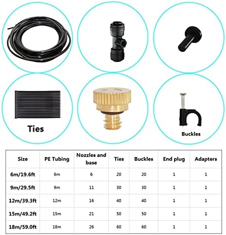 Misting Systems for Outside Patio, Misting Cooling System + Brass Mister System + Adapters(3/4") for Pasture, Garden, Greenhouse, Gazebo(Black,18m/60ft) - Image 6