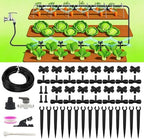 50FT Drip Irrigation System Kit Automatic Garden Watering System with 1/4" Drip Tubing & Quick Connect Fittings Adjustable Mist and Linear Columnar Modes for Greenhouse, Raised Garden Beds, Lawn, Yard by Unknown