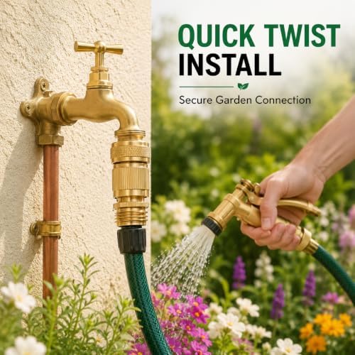 Male Garden Hose Quick Connect Solid Brass Quick Connector Garden Hose Fitting Water Hose Connectors 3/4 inch GHT (4 Female+ 4Male) - Image 6
