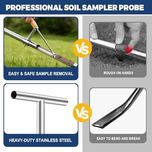 36 Inch Soil Sampler Probe, Stainless Steel Soil Core Sampling Tool with T-Handle, Heavy Duty Soil Probe for Lawn, Garden, Farm & Soil Testing - Image 3