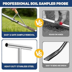 36 Inch Soil Sampler Probe, Stainless Steel Soil Core Sampling Tool with T-Handle, Heavy Duty Soil Probe for Lawn, Garden, Farm & Soil Testing - Image 3