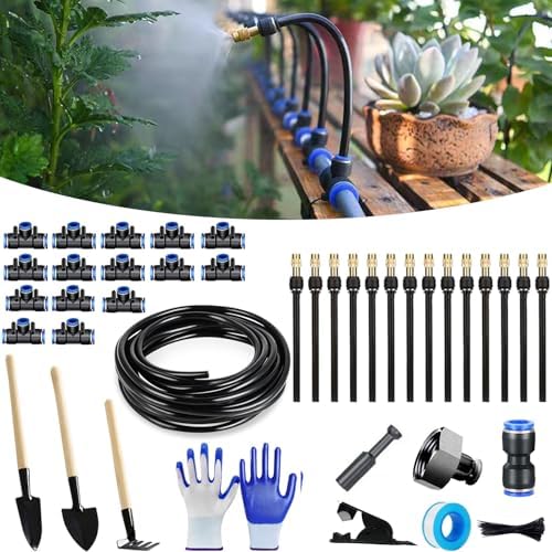 360° Curved Garden Automatic Irrigation System, 65ft Drip Irrigation System with Tubing Hose for Potted Plants Outdoor Indoor Greenhouse Patio Raised Growing Flower Bed Lawn Tree (49.2 FT(15 nozzles)) by DENGWANG