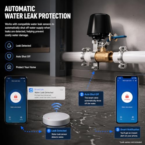 Smart WiFi Water Valve: Auto Shutoff Controller, App & Voice Control No Hub - Image 6