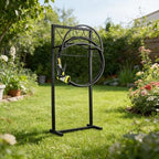 Garden Hose Holder Stand with Storage Basket, Heavy Duty Freestanding Metal Hose Hanger Rack for Outside, Holds Up to 150FT Water Hose, 4 Anchor Spikes, Yard Lawn Garden - Image 7