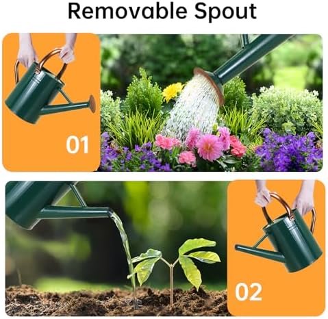 Metal Watering Can for Outdoor Plants, 1 Gallon Galvanized Steel Watering Can with Removable spout for Outdoor & Indoor Use, Perfect for Garden Flower, Houseplants, Forest Green - Image 4