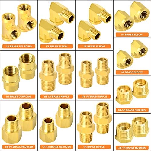 GASHER 26PCS Brass Pipe Fitting Kit, Hex Bushing, Reducer Adapter, Hex Nipple, 90 Degree Barstock Street Elbow - Image 4