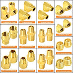 GASHER 26PCS Brass Pipe Fitting Kit, Hex Bushing, Reducer Adapter, Hex Nipple, 90 Degree Barstock Street Elbow - Image 4