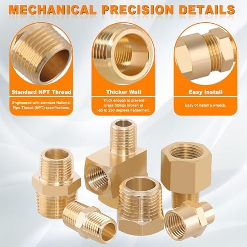 111Pcs Brass Hose Pipe Fitting Assortment Kit for Air/Fuel/Water/Oil Hose - Image 5