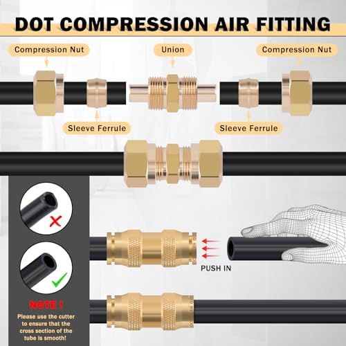 CheeMuii 60PCS Brass DOT Air Line Fitting Quick Connect & Compression Union - Image 6