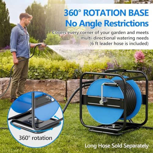 SPECILITE Metal Garden Hose Reel, 360° Rotation Frame, 75-100 FT, Blue - Image 2