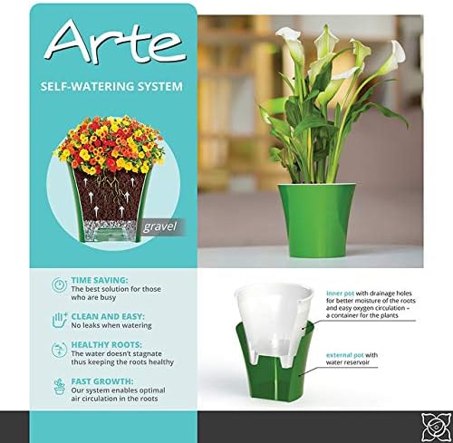 Santino, Self Watering Planters Arte 7.7 Inch Purple/White, Indoor Flower Pots for All House Plants, Flowers, Herbs, Succulents, Set of 3 - Image 3
