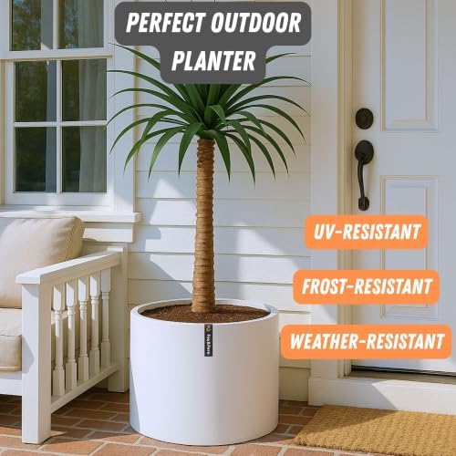 Fox & Fern Large Planter for Indoor or Outdoor, White Matte, 18.7 Inch - Image 2